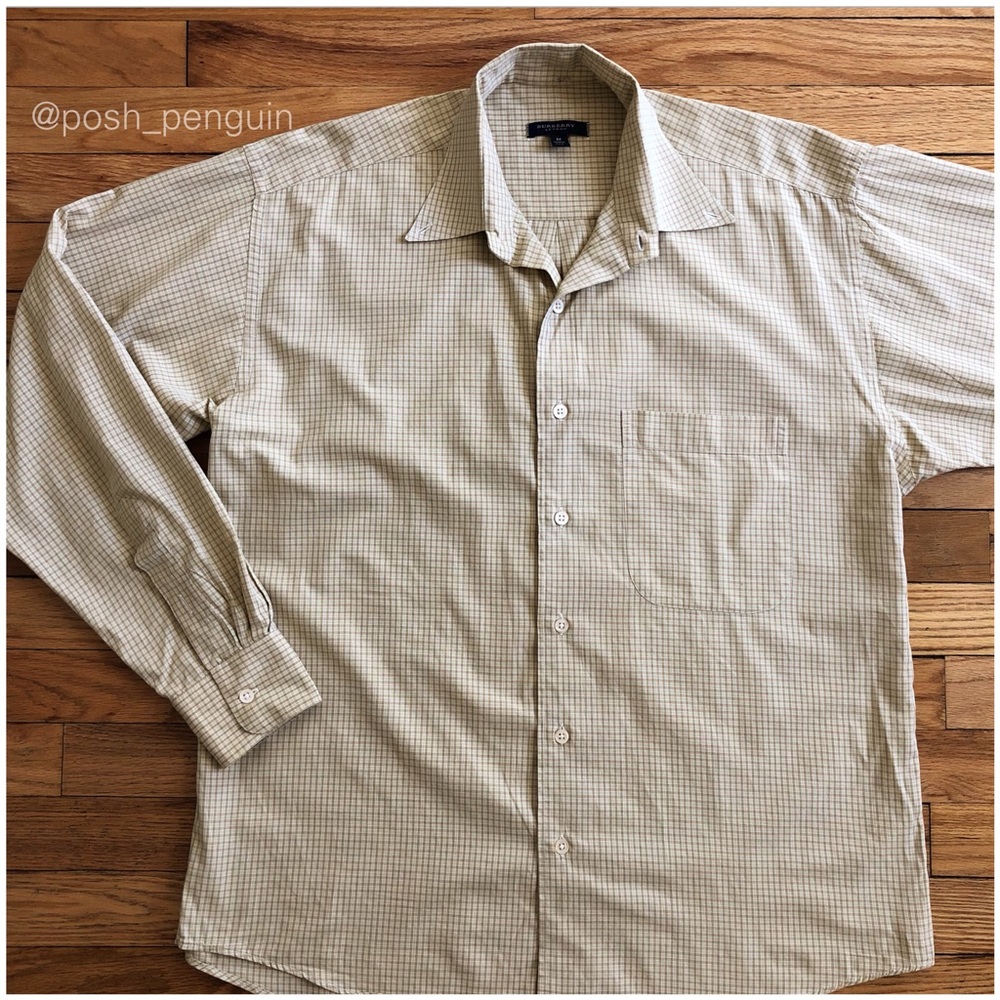⬇️45 Burberry London Tan Check Button Down M